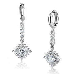 Alamode Rhodium Brass Earrings with AAA Grade CZ in Clear - Flyclothing LLC