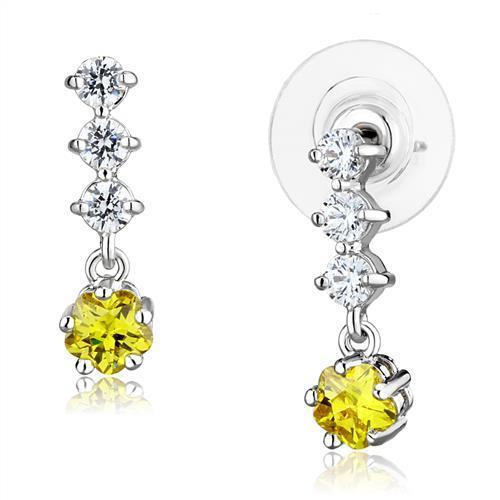 Alamode Rhodium Brass Earrings with AAA Grade CZ in Topaz - Flyclothing LLC