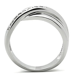 Alamode Rhodium Brass Ring with AAA Grade CZ in Clear - Flyclothing LLC