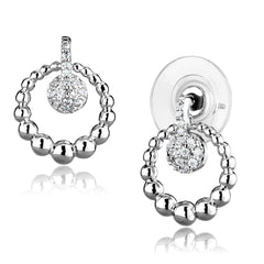 Alamode Rhodium Brass Earrings with AAA Grade CZ in Clear - Flyclothing LLC