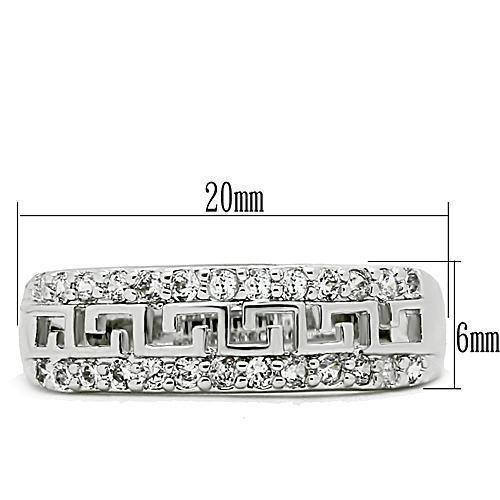 Alamode Rhodium Brass Ring with AAA Grade CZ in Clear - Flyclothing LLC