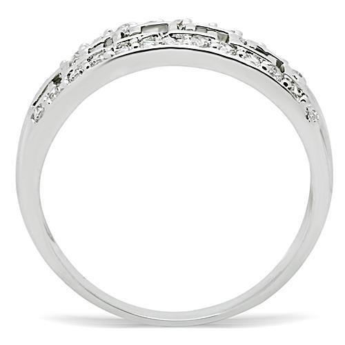 Alamode Rhodium Brass Ring with AAA Grade CZ in Clear - Flyclothing LLC