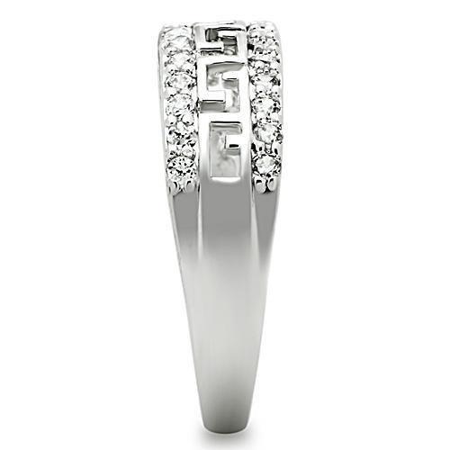 Alamode Rhodium Brass Ring with AAA Grade CZ in Clear - Flyclothing LLC