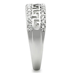 Alamode Rhodium Brass Ring with AAA Grade CZ in Clear - Flyclothing LLC