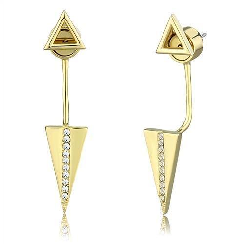 Alamode Gold Brass Earrings with Top Grade Crystal in Clear - Flyclothing LLC