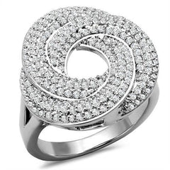 Alamode Rhodium Brass Ring with AAA Grade CZ in Clear - Flyclothing LLC