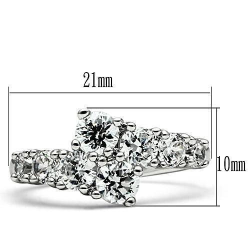 Alamode Rhodium Brass Ring with AAA Grade CZ in Clear - Flyclothing LLC