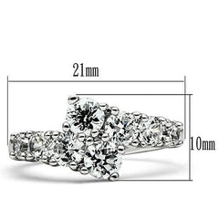 Alamode Rhodium Brass Ring with AAA Grade CZ in Clear - Flyclothing LLC