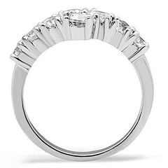 Alamode Rhodium Brass Ring with AAA Grade CZ in Clear - Flyclothing LLC