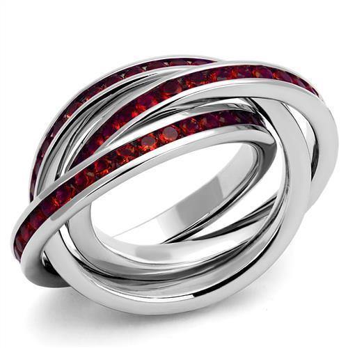 Alamode Rhodium Brass Ring with Synthetic Synthetic Glass in Siam - Alamode