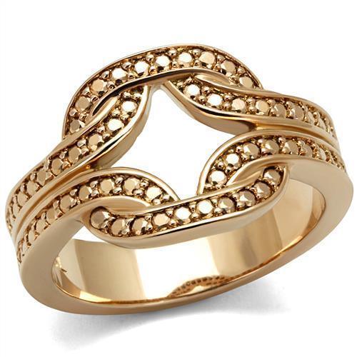 Alamode IP Rose Gold(Ion Plating) Brass Ring with AAA Grade CZ in Metallic Light Gold - Flyclothing LLC