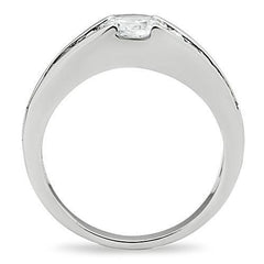 Alamode Rhodium Brass Ring with AAA Grade CZ in Clear - Flyclothing LLC