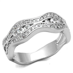 Alamode Rhodium Brass Ring with AAA Grade CZ in Clear - Flyclothing LLC