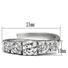 Alamode Rhodium Brass Ring with AAA Grade CZ in Clear - Flyclothing LLC