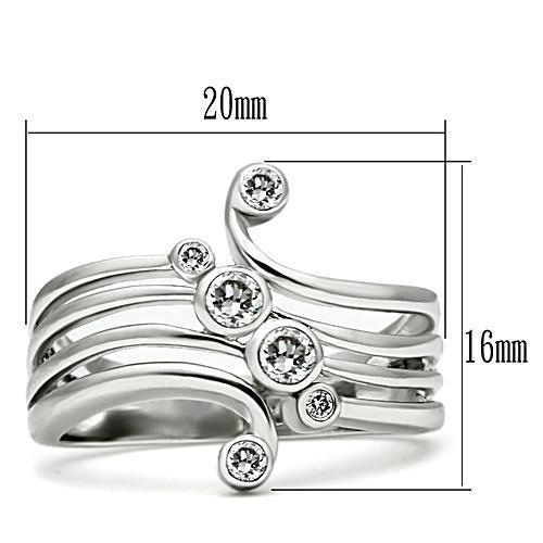 Alamode Rhodium Brass Ring with AAA Grade CZ in Clear - Flyclothing LLC