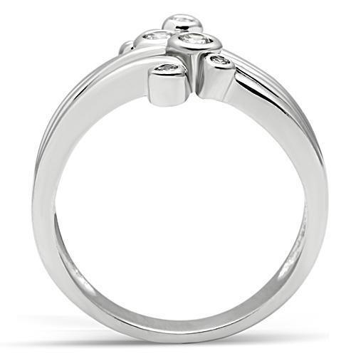 Alamode Rhodium Brass Ring with AAA Grade CZ in Clear - Flyclothing LLC