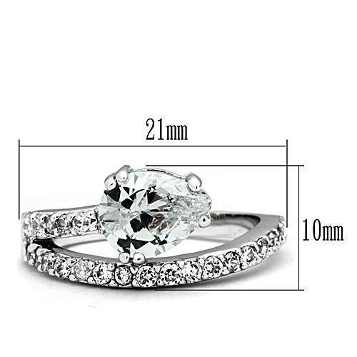 Alamode Rhodium Brass Ring with AAA Grade CZ in Clear - Flyclothing LLC