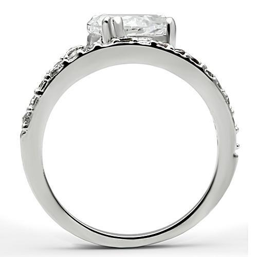 Alamode Rhodium Brass Ring with AAA Grade CZ in Clear - Flyclothing LLC