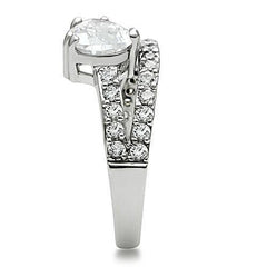 Alamode Rhodium Brass Ring with AAA Grade CZ in Clear - Flyclothing LLC