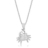 Alamode Rhodium 925 Sterling Silver Chain Pendant with AAA Grade CZ in Clear - Alamode