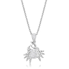 Alamode Rhodium 925 Sterling Silver Chain Pendant with AAA Grade CZ in Clear - Flyclothing LLC