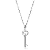 Alamode Rhodium 925 Sterling Silver Chain Pendant with AAA Grade CZ in Clear - Alamode