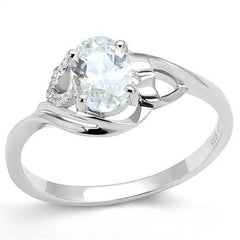 Alamode Rhodium 925 Sterling Silver Ring with AAA Grade CZ in Clear - Flyclothing LLC