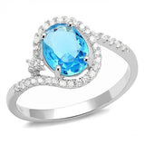 Alamode Rhodium 925 Sterling Silver Ring with Synthetic Spinel in London Blue - Alamode