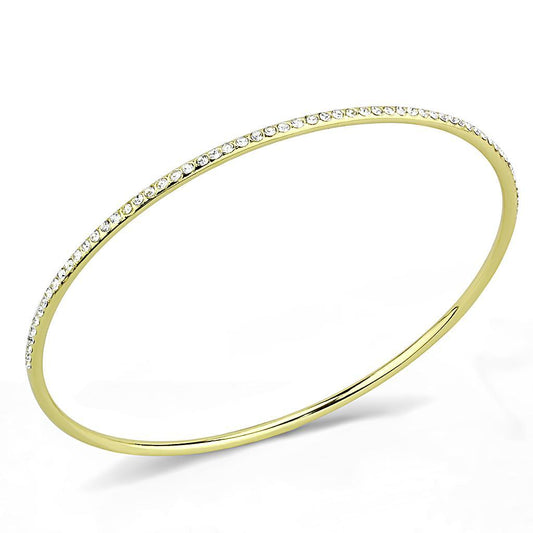 Alamode Gold Brass Bangle with Top Grade Crystal in Clear - Flyclothing LLC