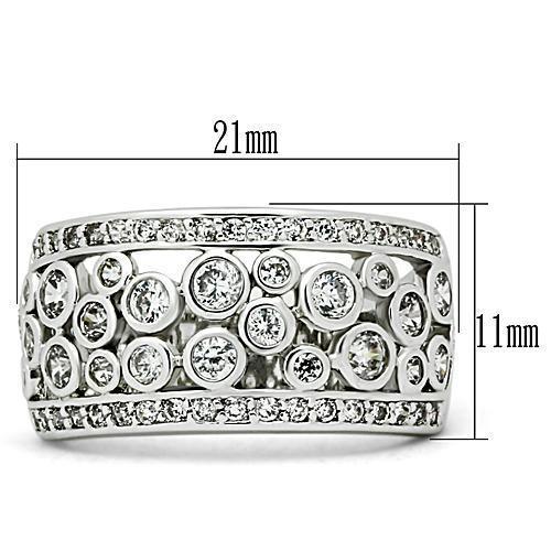 Alamode Rhodium Brass Ring with AAA Grade CZ in Clear - Flyclothing LLC