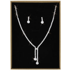 Alamode Rhodium Brass Jewelry Sets with AAA Grade CZ in Clear - Flyclothing LLC