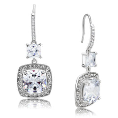 Alamode Rhodium Brass Earrings with AAA Grade CZ in Clear - Flyclothing LLC