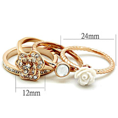 Alamode Rose Gold Brass Ring with Synthetic Synthetic Stone in White - Alamode