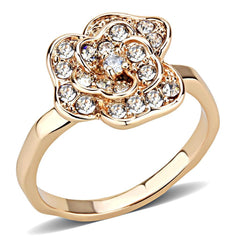 Alamode Rose Gold Brass Ring with Top Grade Crystal in Clear - Alamode