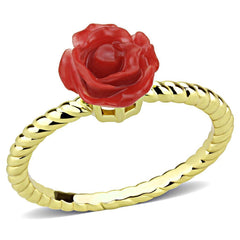 Alamode Gold Brass Ring with Synthetic Synthetic Stone in Siam - Flyclothing LLC