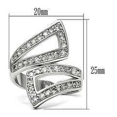 Alamode Rhodium Brass Ring with AAA Grade CZ in Clear - Flyclothing LLC