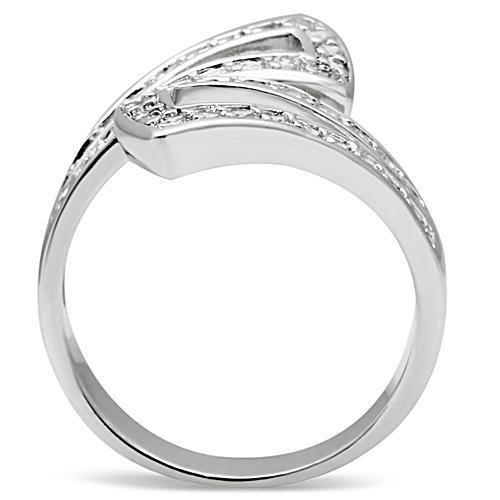 Alamode Rhodium Brass Ring with AAA Grade CZ in Clear - Flyclothing LLC