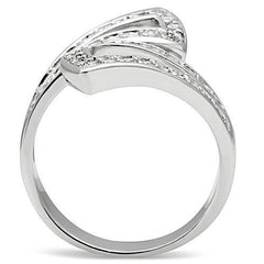 Alamode Rhodium Brass Ring with AAA Grade CZ in Clear - Flyclothing LLC