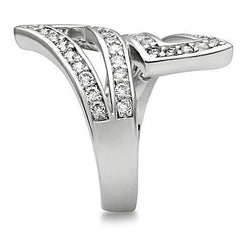 Alamode Rhodium Brass Ring with AAA Grade CZ in Clear - Flyclothing LLC