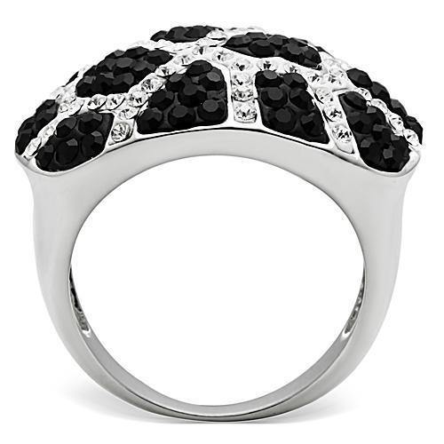 Alamode Rhodium + Ruthenium Brass Ring with Top Grade Crystal in Multi Color - Alamode