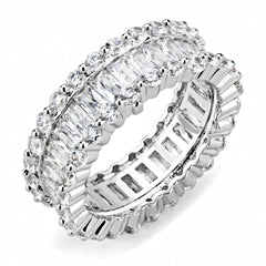 Alamode Rhodium Brass Ring with AAA Grade CZ in Clear - Flyclothing LLC