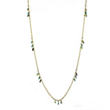 Alamode Gold Brass Necklace with Synthetic Jade in Emerald - Flyclothing LLC