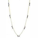 Alamode Gold Brass Necklace with Semi-Precious Amethyst Crystal in Amethyst - Flyclothing LLC