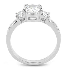 Alamode Rhodium Brass Ring with AAA Grade CZ in Clear - Flyclothing LLC