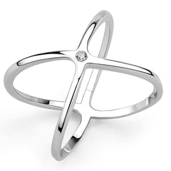 Alamode Rhodium Brass Ring with AAA Grade CZ in Clear - Flyclothing LLC