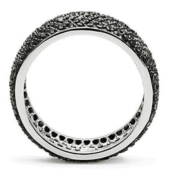 Alamode Rhodium + Ruthenium Brass Ring with AAA Grade CZ in Jet - Alamode