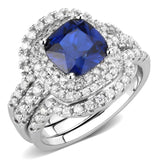 Alamode Rhodium Brass Ring with Synthetic Spinel in London Blue - Alamode