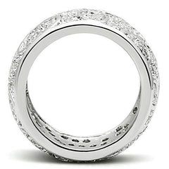 Alamode Rhodium Brass Ring with AAA Grade CZ in Clear - Flyclothing LLC