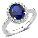 Alamode Rhodium Brass Ring with AAA Grade CZ in London Blue - Flyclothing LLC