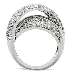 Alamode Rhodium Brass Ring with AAA Grade CZ in Clear - Flyclothing LLC